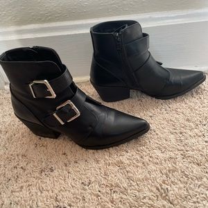 Black moto ankle boots